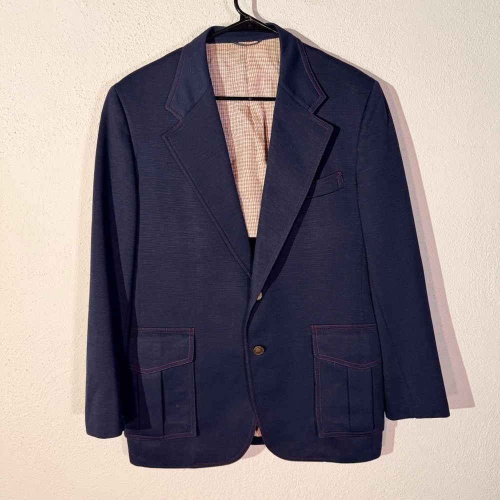Cricketeer men’s blazer jacket dark blue with red contrast stitching ja1